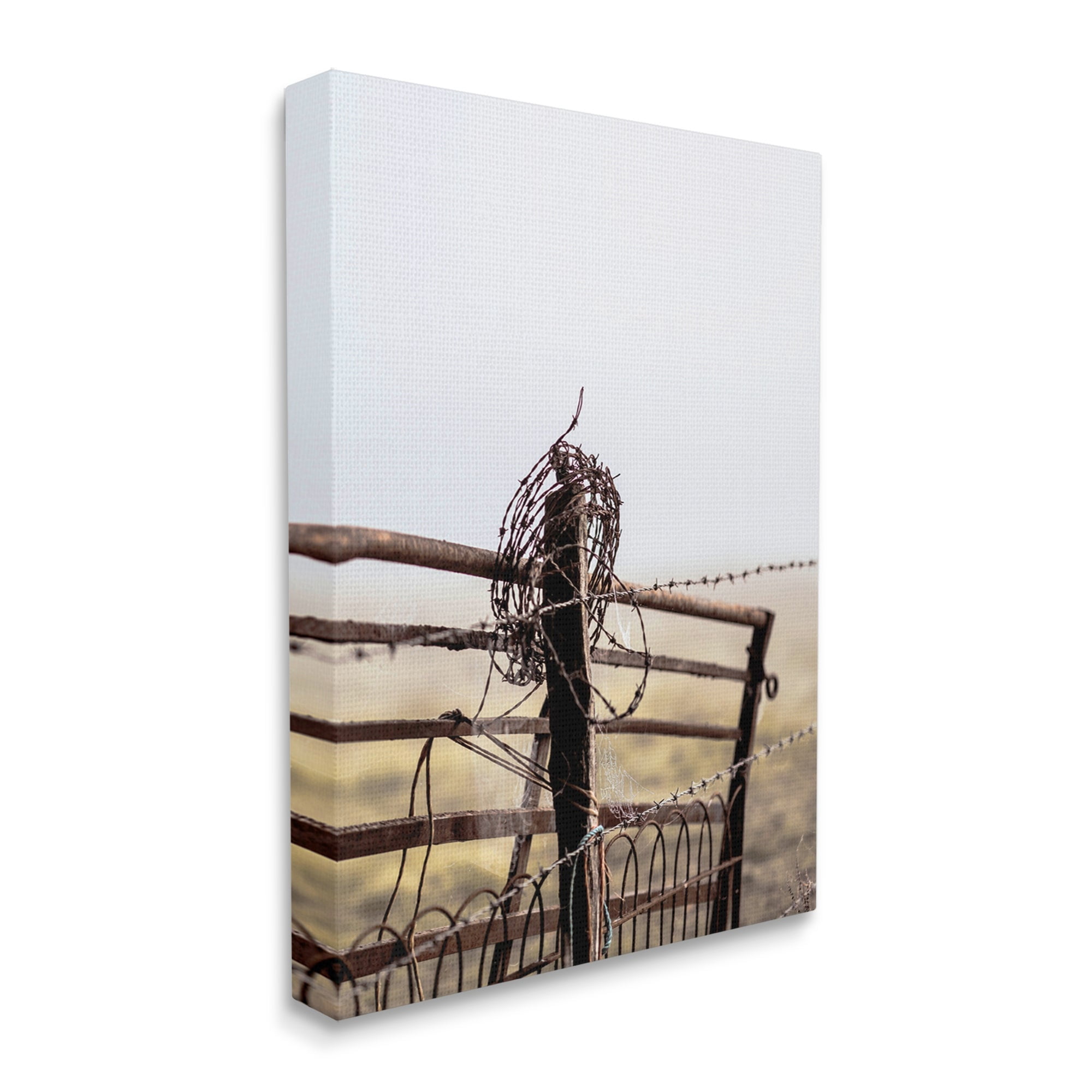 Stupell Industries Rural Meadow Fence Barbed Wire Countryside Photography Photograph Gallery Wrapped Canvas Print Wall Art, Design by Leah Straatsma