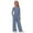 Blue, variant on UACY Girl's 2 Piece Matching Lounge Set Long Sleeve Side Ruching Top Wide Leg Drawstring Pants Set with Pockets