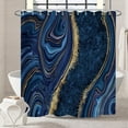 thumbnail image 3 of Marble Bathroom Shower Curtain Dark Blue Navy Gold Waterproof Fabric Shower Curtains with Hooks Watercolor Abstract Shower Curtains Cloth for Home Bath Decor 72x84 inches, 3 of 7