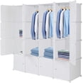 thumbnail image 5 of 16 Cube Organizer Stackable Plastic Cube Storage Shelves Design Multifunctional Modular Closet Cabinet with Hanging Rod White, 5 of 14