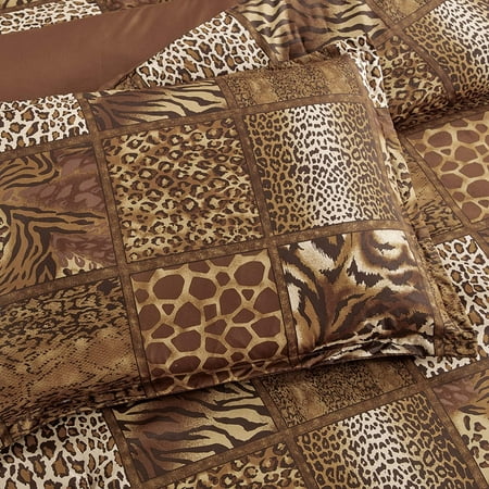 4 Piece Animal Print Sheet Set, Chocolate Brown Leopard Zebra Giraffe ...