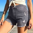 thumbnail image 5 of Wutalume Jeans for Women Denim Shorts Ripped & Distressed, Stretch Slim Fit Jean Shorts for Casual Warm Weather Outings,Gray L, 5 of 6