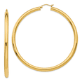 thumbnail image 1 of 14k Yellow Gold 4x70mm Round Tube Hoop Earrings, 1 of 8