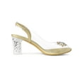 thumbnail image 3 of BLISSFUL STEP Women's Shoes Clear Slingback Rhinestone Peep Toe Block Heel Sandals Gold 8.5, 3 of 7