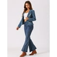thumbnail image 3 of DARING DIVA Women's Lapel Collar Jean Jacket One Button Work Denim Blazer M Ice Blue, 3 of 6