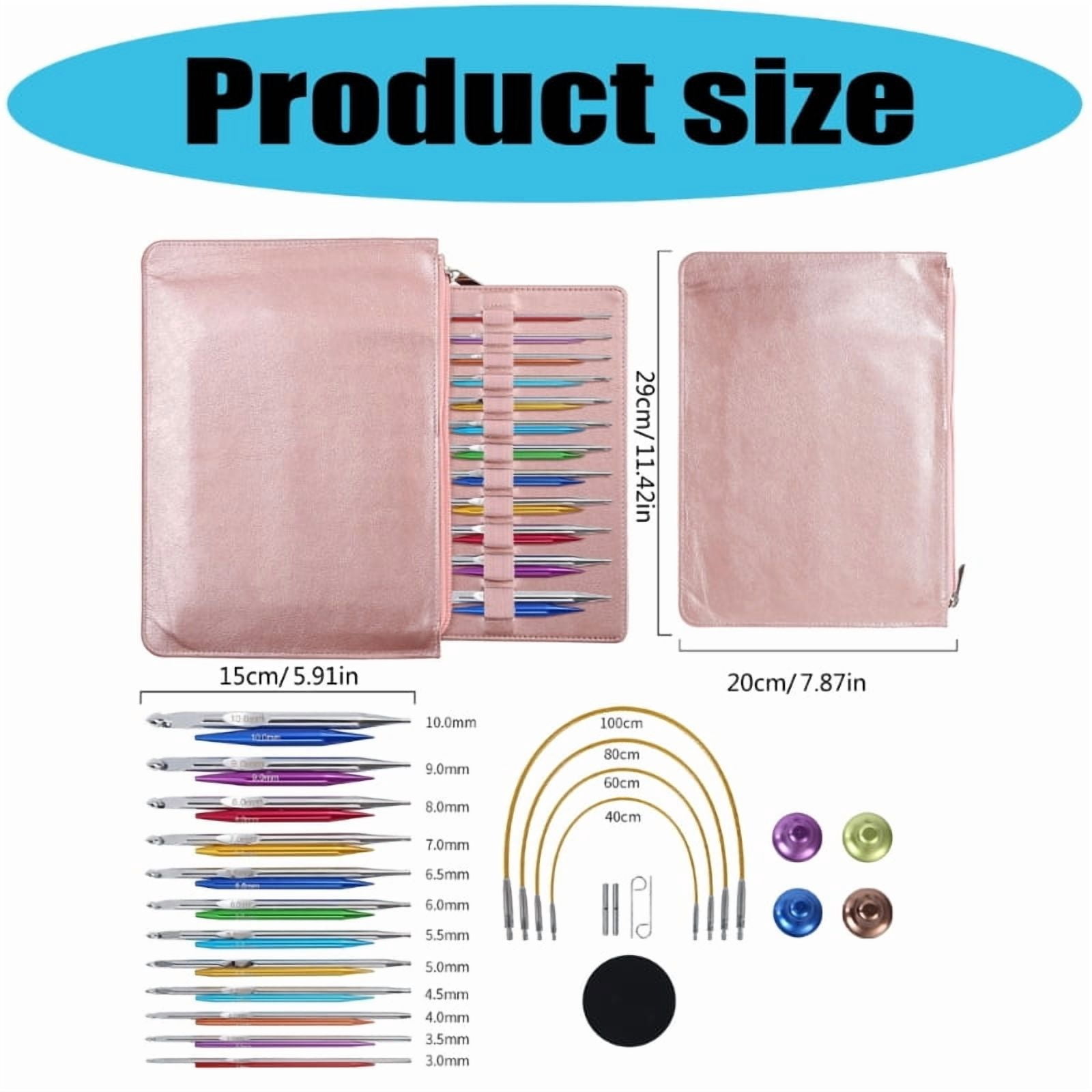 12Pairs Interchangeable Tunisian Crochet Hook Circular Knitting Needle with Bag