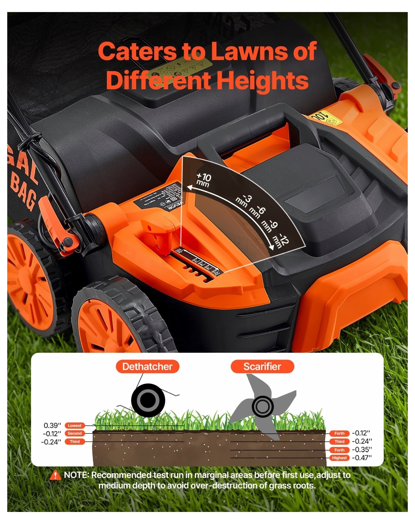Electric Dethatcher Scarifier, 16-Inch 15 Amp Corded Lawn Tool with Thatch Bag