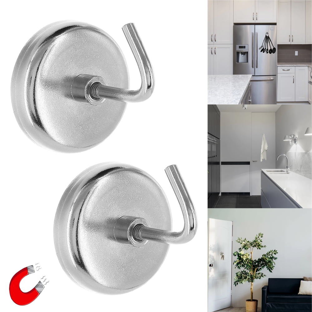 2PC Heavy Duty 1.5' Magnetic Hooks Set 8lb Capacity Kitchen Garage Universal Use