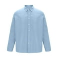 thumbnail image 4 of Afuyipoi Button Up Shirt Men,with Pocket Solid Casual Long Sleeve Mens Dress Shirts Sky Blue 2XL, 4 of 6