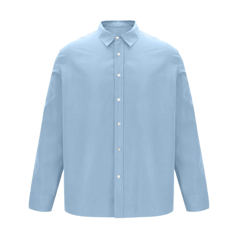 SYMOID Mens Sky Blue Long Sleeve Dress Shirt - 100% Polyester, Wrinkle  Resistant & Easy Care, Classic Spread Collar, S-XXXL for Business & Casual  Wear,Size M - Walmart.com
