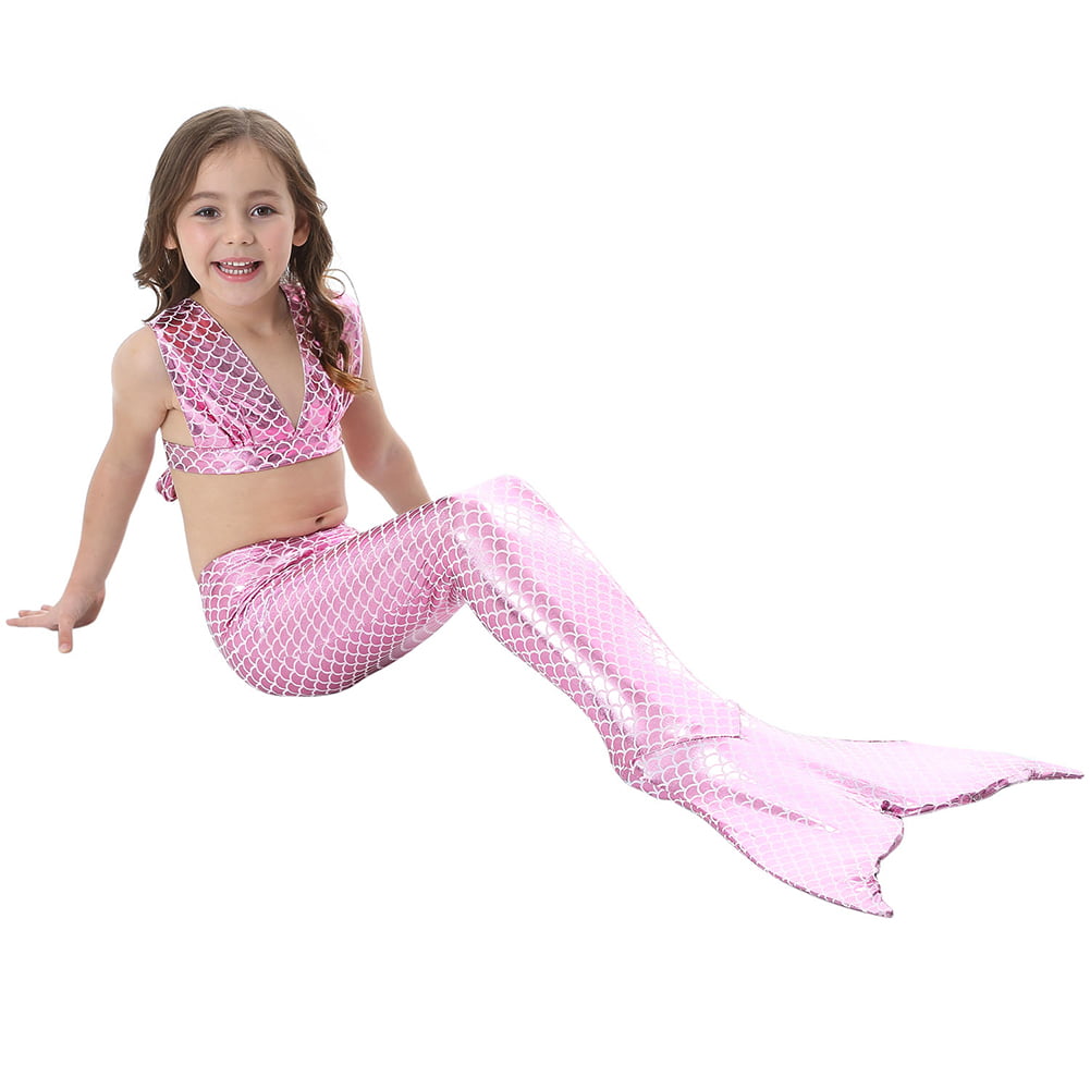 Lv. life - Lv. life Girls 3pcs Swimwear Top Panties Mermaid Tail Swiming Costume Monofin ...