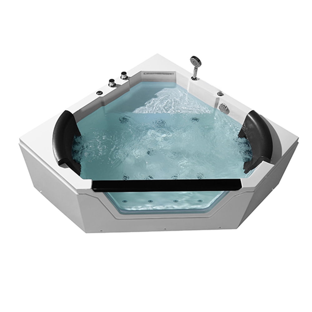 59 in. Acrylic Right Drain Corner Alcove Whirlpool Bathtub in White