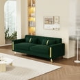 thumbnail image 2 of Modern Velvet Sofa Couch, 86" Large Loveseat Sectional Sofa Couch with Gold Legs for 3-4 Persons Upholstered Deep Seat Love Seat Sofa Chaise for Living Room Office Apartment Retro Green, 2 of 7