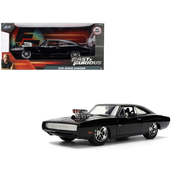 1970 Dodge Charger R/T Black "Furious 7" (2015) Movie "Fast & Furious" Series 1/24 Diecast Model Car by Jada