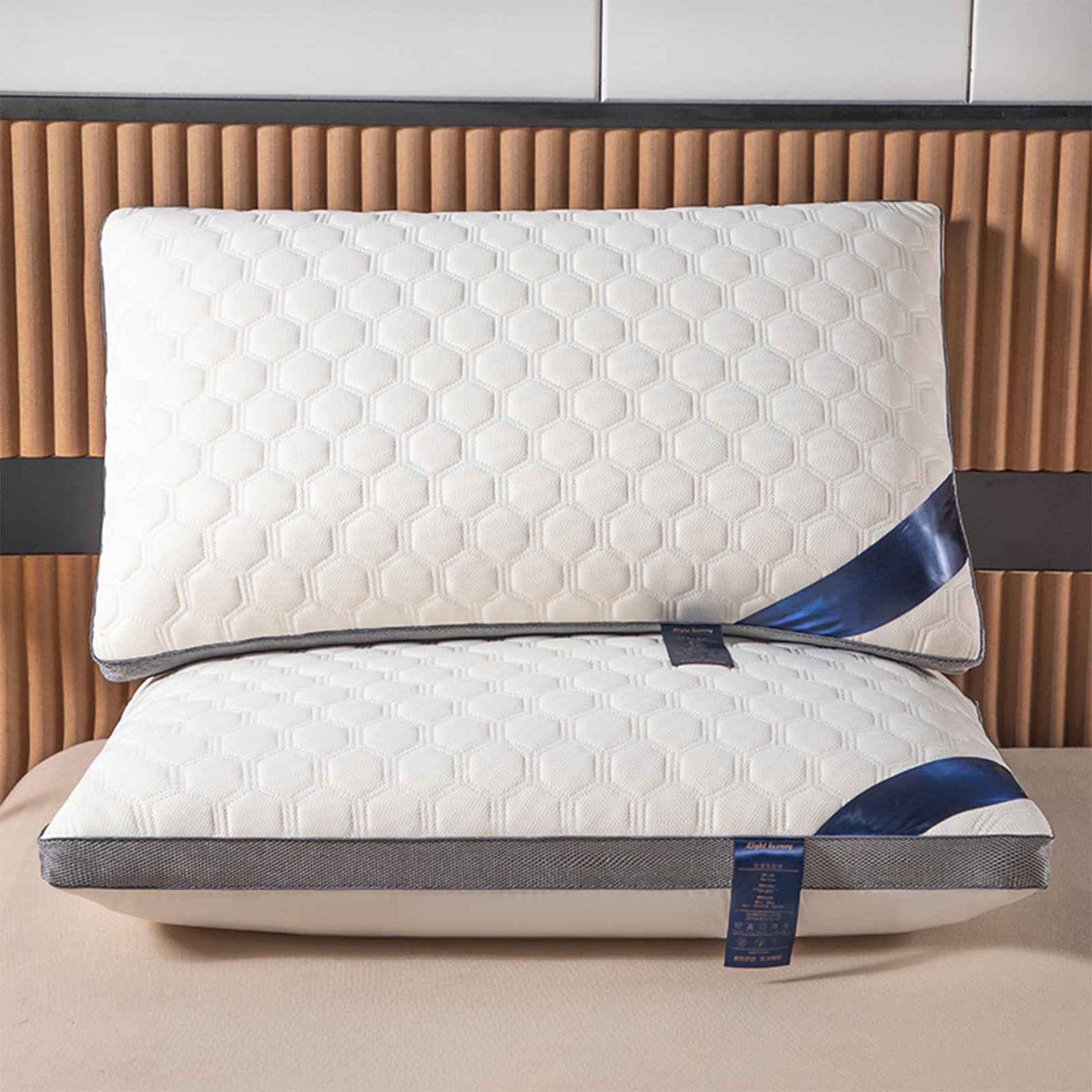 Hotel Grade Orthopedic Memory Foam Pillow with Angle Support - Ergonomic Cervical Support for Side/Back/Stomach Sleepers, 17x26 Inch Standard Size, Soft Breathable Cotton White Pillow Core