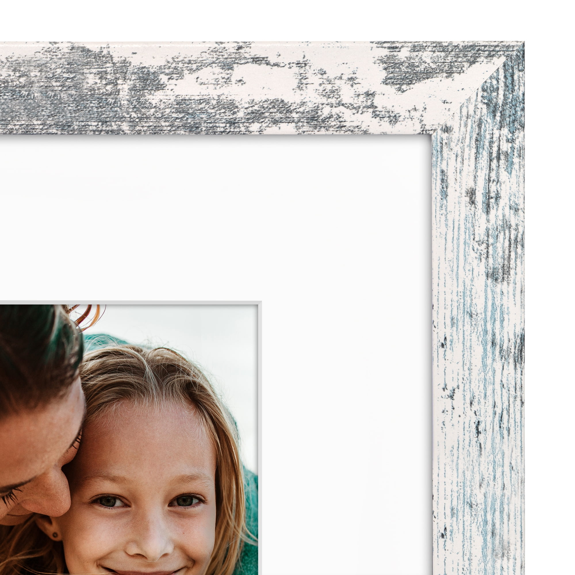 Americanflat 8x10 Picture Frame with Shatter-Resistant Glass Fits 5x7 Photos with Mat Hudson Distressed - White