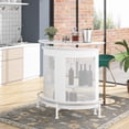 thumbnail image 3 of Tribesigns Bar Unit with Metal Mesh Front, Home Liquor Bar Table with Storage and Footrest, 3 of 7
