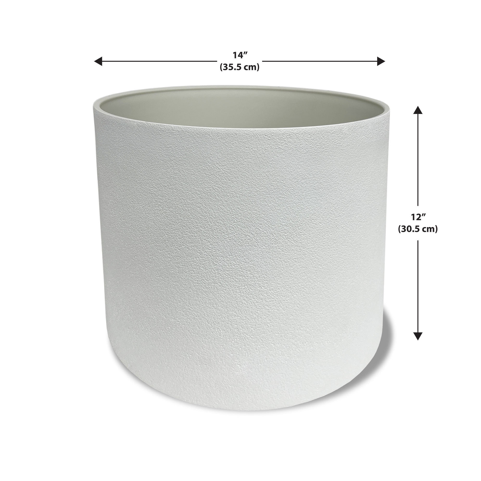 Acerra Cylinder Planter, 13" x 11.5"H White, 2 Pack