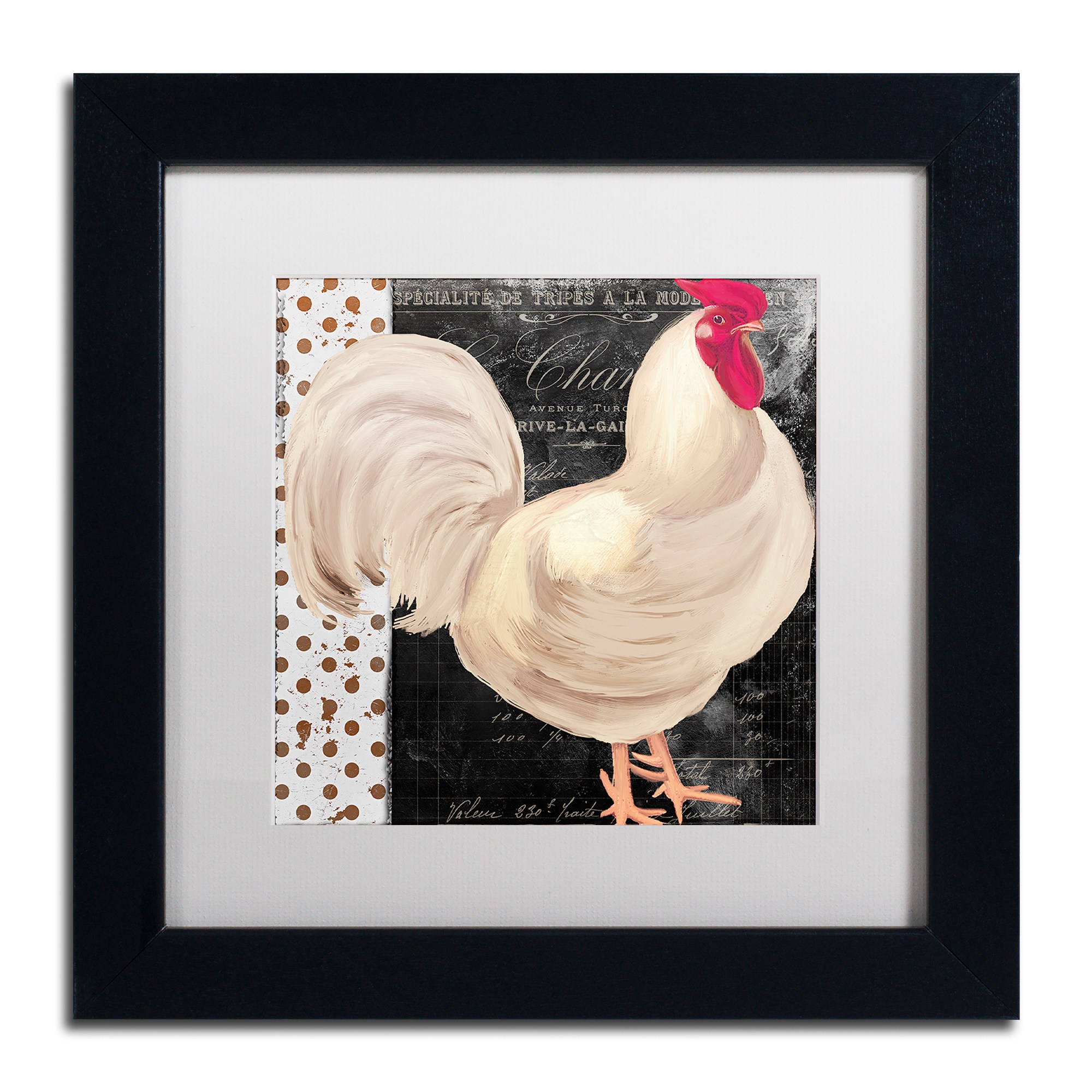 Trademark Fine Art "White Rooster Caf? I" Canvas Art by Color Bakery White Matte, Black Frame
