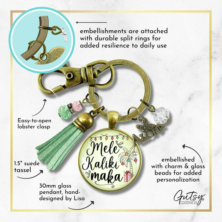 Grandma Keychain Because of Your Love Boho Style Bronze Jewelry for Women  Key Ring - Handmade Glass Family Quote Pendant, Heart Charm, Gift Package