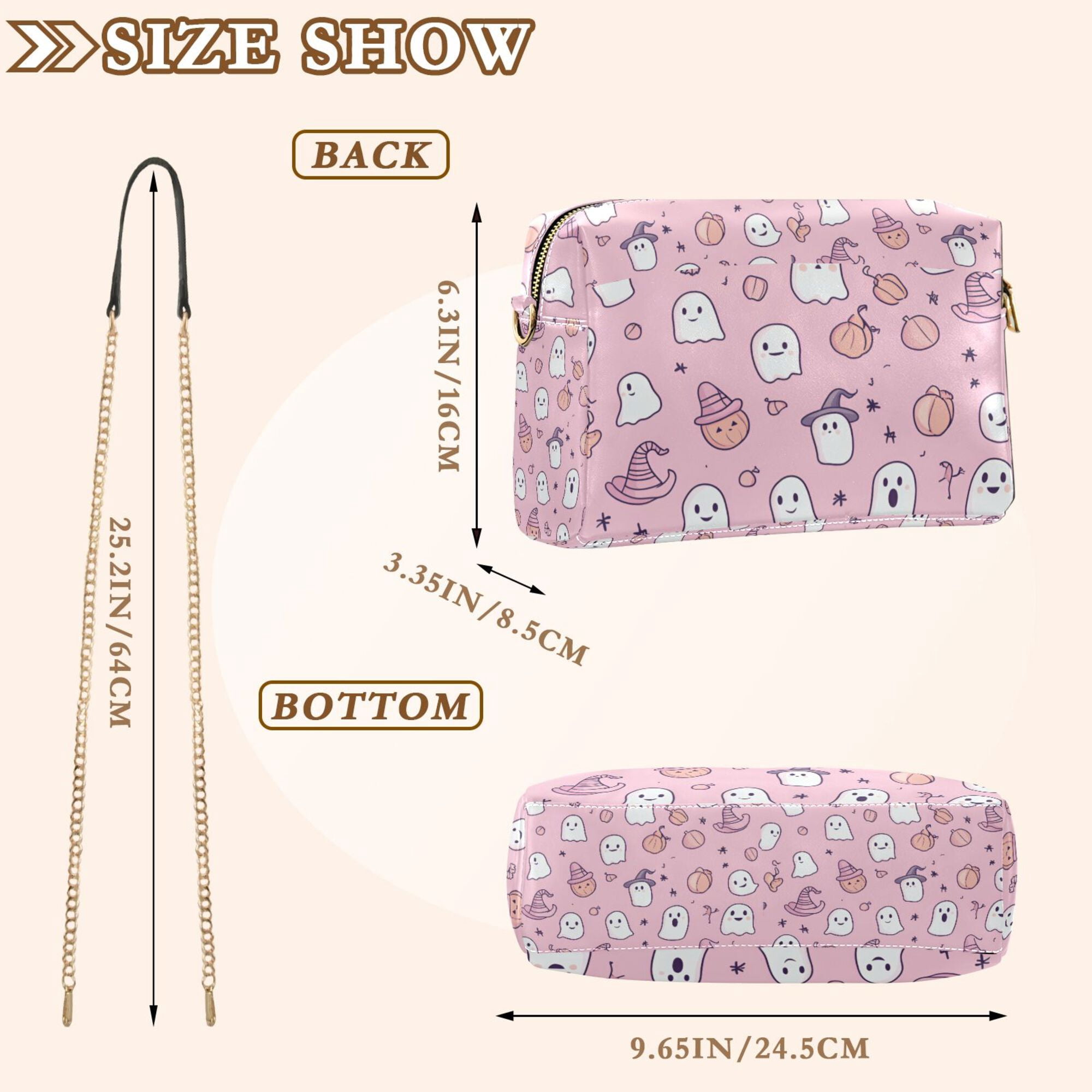 FORMRS Women Crossbody Purse with Chain Strap Vegan Leather Shoulder Handbag, Pink Halloween
