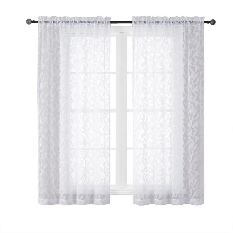 OVZME Leila White Sheer Curtains 40W x 63L, 2-Panel photo 5