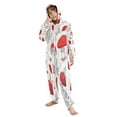 thumbnail image 5 of Soft Big Kids Onesie Pajamas Cozy Loose-Fit Jumpsuits for kids with Pockets for Christmas Lounge & Play Red Mushrooms Pattern, 5 of 8