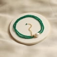 thumbnail image 2 of Green Jade Beaded Necklace with Freshwater Pearl Choker Jewelry Handmade Gemstone Jewelry Gifts Hypoallergenic 18 Inch Gold Plated Everyday Wear Crystal Beads Necklaces, 2 of 2