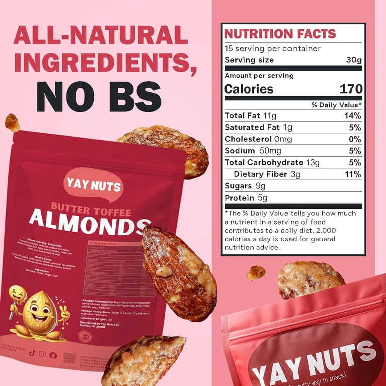 Fresh Gourmet Cinnamon Butter Toffee Almonds - Sweet & Salty Snack, 3-Pack (3 Lbs Total)