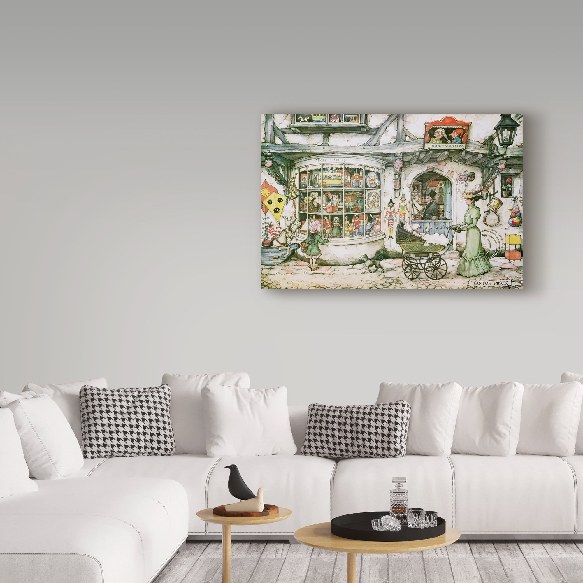Trademark Fine Art 'With A Carriage In Green' Canvas Art by Anton Pieck