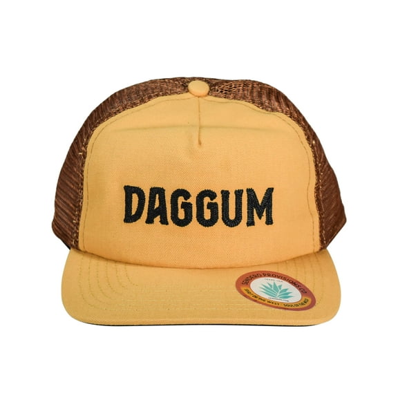 Sendero Provisions Co. Daggum Adjustable Snapback Hat with Chain Stitched Logo & Meshback (Yellow/Brown) - One Size