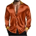 thumbnail image 5 of ZACPNCV Men's Shiny Satin Dress Shirts Long Sleeve Button Down Silk Shirt with Bow Tie, 5 of 8