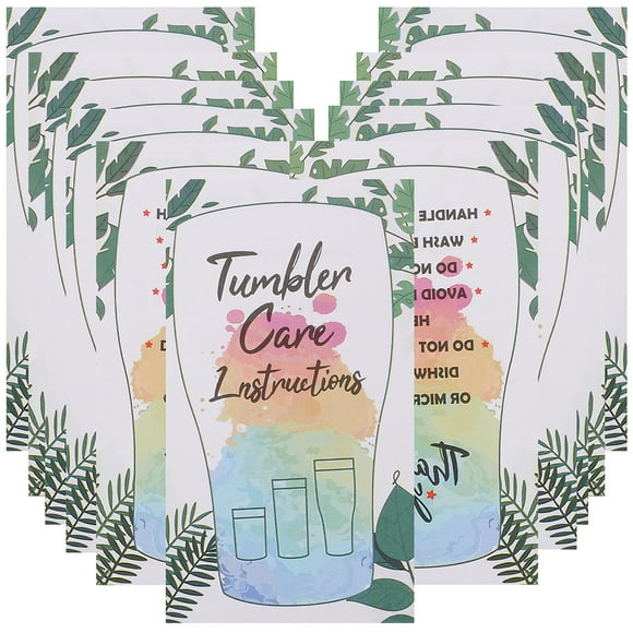 50 Uds. Etiquetas guía de vasos de vidrio, tarjetas de instrucciones de cuidado del vaso, tarjetas de instrucciones de cuidado de vasos