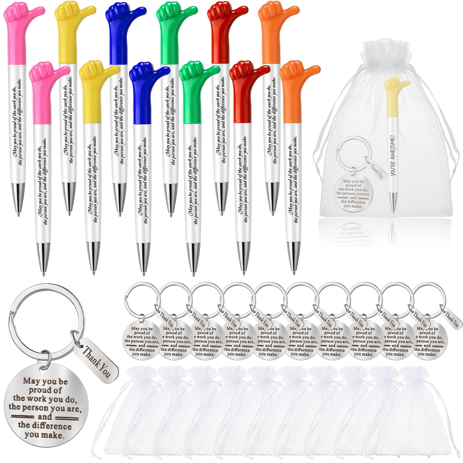 12 Sets Thumbs up Pens Employee Appreciation Gifts Cute Hand Gesture Funny Pen Inspirational Keychain Coworkers Leaving Gifts and Organza Bag for Colleagues Employee Retirement Farewell Thank You Gift 12 Sets Thumbs up Pens Employee Appreciation Gifts Cute Hand Gesture Funny Pen Inspirational Keychain Coworkers Leaving Gifts and Organza Bag for Colleagues Employee Retirement Farewell Thank You Gift