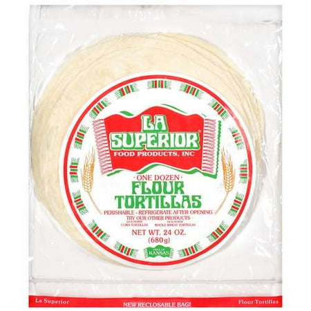 LA Superior: Tortillas Flour One Dozen Bread, 24 Oz