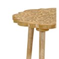 thumbnail image 2 of Benzara BM203694 Wooden 3 Legged Accent Table with Intricate Flower Carving, Brown, 2 of 3