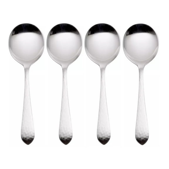 Reed & Barton Hammered Antique 18/10 Stainless Round Soup Spoon (Set of Four)