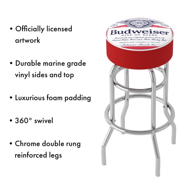 Budweiser Label Gameroom Combo - Table and 2 Bar Stool Set for