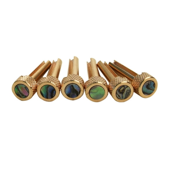 6pcs Brass Bridge Pins for Acoustic Guitars Flat Top with Abalone Dot Inlay Brass Spare Parts