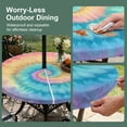 thumbnail image 5 of Round Outdoor Tablecloth with Umbrella Hole and Zipper, Colorful Tie Dye Tablecloth with Elastic Waterproof, Rainbow Ombre Abstract Pattern Art Patio Table Covers for 55" - 60" Picnic Pool Tables, 5 of 9