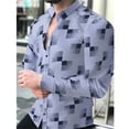 thumbnail image 1 of Nuevas camisas florales con estampado de cuadros para hombres, camisas de manga larga con solapa y botón impresas en 3D, ropa informal vintage ajustada, 1 of 6