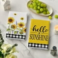 thumbnail image 3 of SM-XLHN Buffalo Plaid Yellow Hello Sunshine Sunflowers Love Summer Kitchen Towels Dish Towels, 18x26 Inch Farmhouse Decoration Hand Towels Set of 4, 3 of 6