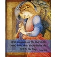 thumbnail image 2 of ArtsyQuotes 26x31 White Modern Wood Framed Museum Art Print Titled - Bible Verse Quote Psalm 98:6, Edward Burne Jones - An Angel Playing a Flageloet 2, 2 of 4