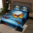 thumbnail image 2 of Butterfly Bedspread Blue Galaxy Quilt Set King Size Rustic Farm Butterfly Coverlet Set Starry Sky Romantic Themed Bed Set Dreamy Butterfly Bedding Teen, 2 of 5