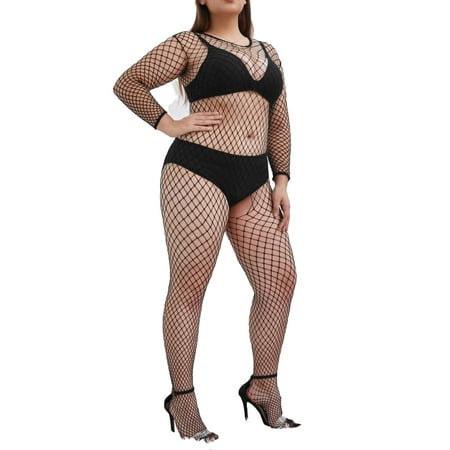 

Body Stocking Black Plus Size Sexy Lingerie (Women s)