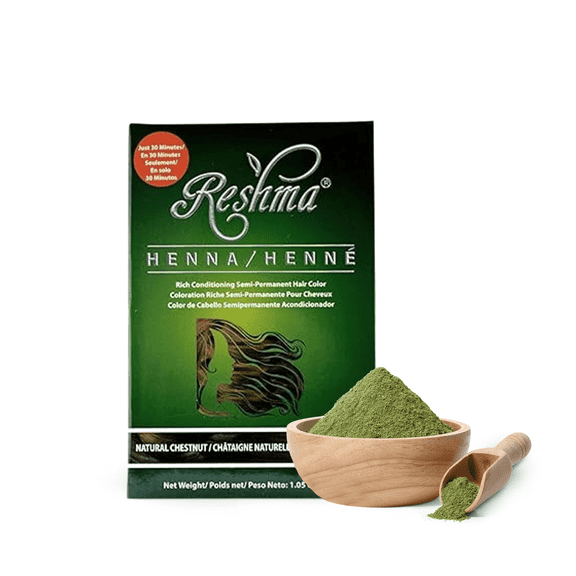 30-Minute Henna Hair Dye Soft Shiny Hair Henna Hair Color Dye, 100% Gray Coverage, Semi-Permanent hair Dye 1.05 oz Pack of 1 (Chestnut) by Reshma Beauty