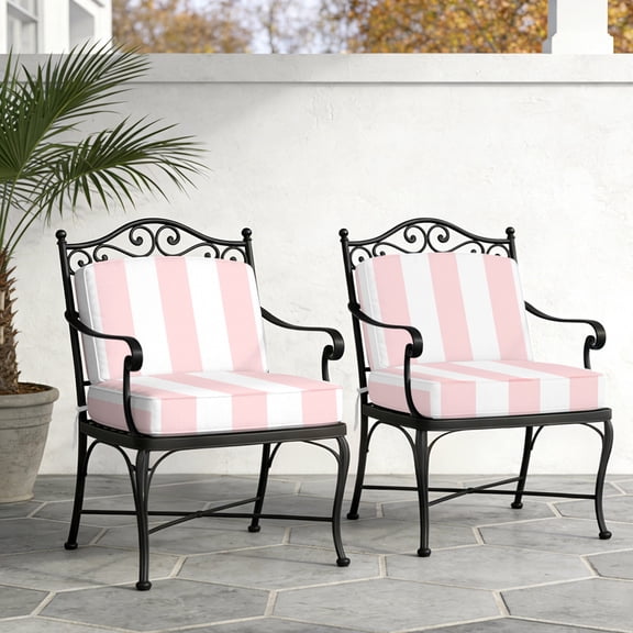 Vertical Stripe Waterproof Cushion Covers Set of 2, Minimalist Modern Pink Parallel Colored Line 20x18 Inch Stretch Outdoor Couch Cushion Covers Chair Sofa Seat Slipcover for Patio
