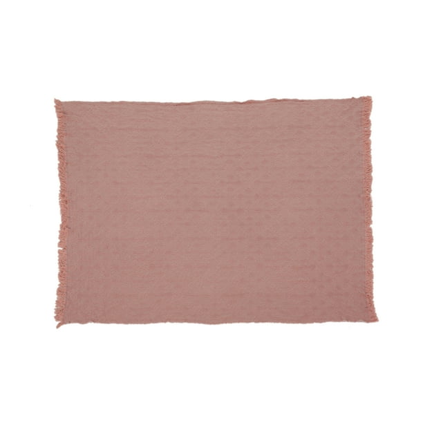 Avery Cotton Throw Blanket with Fringes, Dusty Pink - Walmart.com