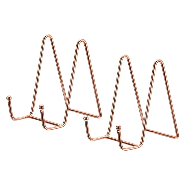 Unique Bargains 2Pack 4.3Inch Plate Stand for Display Iron Easel Plate Holder for Photo Rose Gold