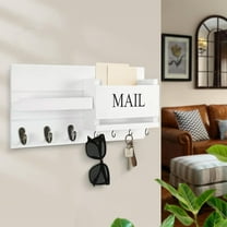 Ke1Clo Wall Mounted Coat Rack, Wooden Entryway Organizer with Key Hooks and Storage Shelf, Living Room Home Decor